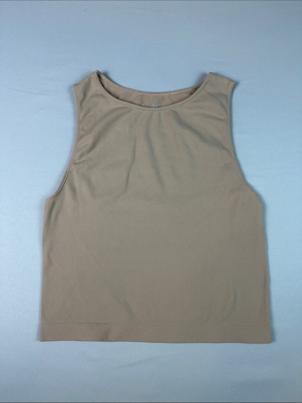 By Together Women’s Crop Tank Top Neutral Beige Knit Tank